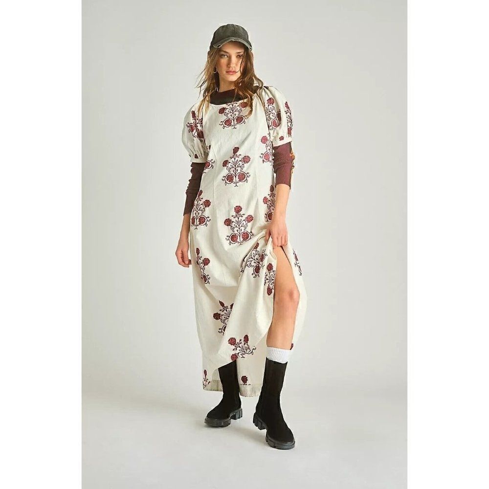 NWT FREE PEOPLE CACTUS FLOWER EMBROIDERED MIDI MAXI DRESS